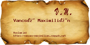 Vancsó Maximilián névjegykártya